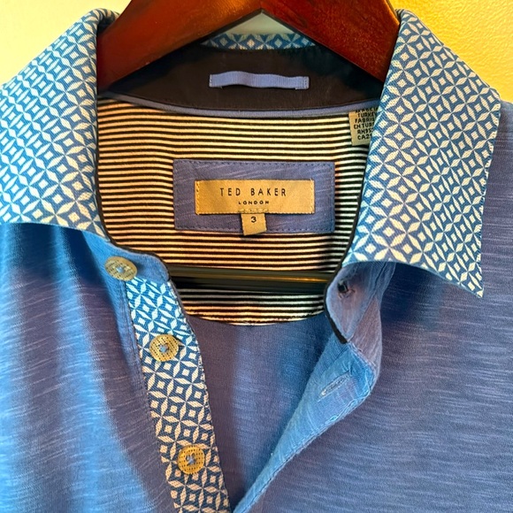 Men's Ted Baker London Polo Shirt - Size 3 (Medium) - Blue - Picture 2 of 5
